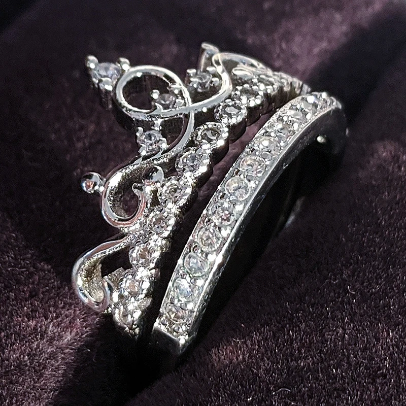 

2021 new retro round original 925 sterling silver wedding ring set for women lady anniversary gift jewelry bulk sell R5147S