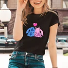Новая футболка, женская, с мультяшным рисунком Лило и Стич из серии Disney, кавайная, с круглым вырезом, в стиле Харадзюку, повседневный Стиль Angel x-624