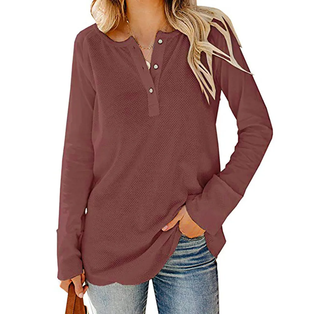 Женские футболки женские с v образным вырезом и длинным рукавом однотонные