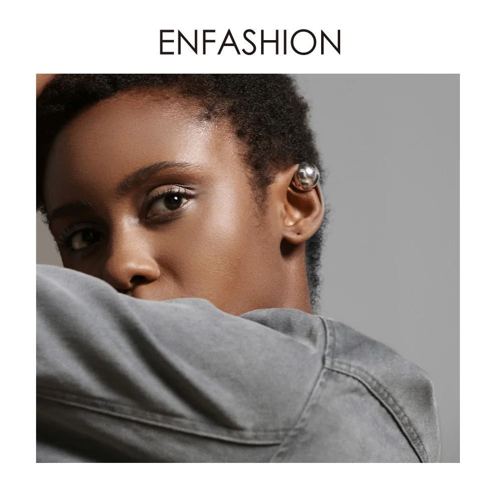 ENFASHION/женские серьги-клипсы в стиле панк, с шариками, золотого цвета, в стиле рок, Горох, без пирсинга, женские серьги EC191038