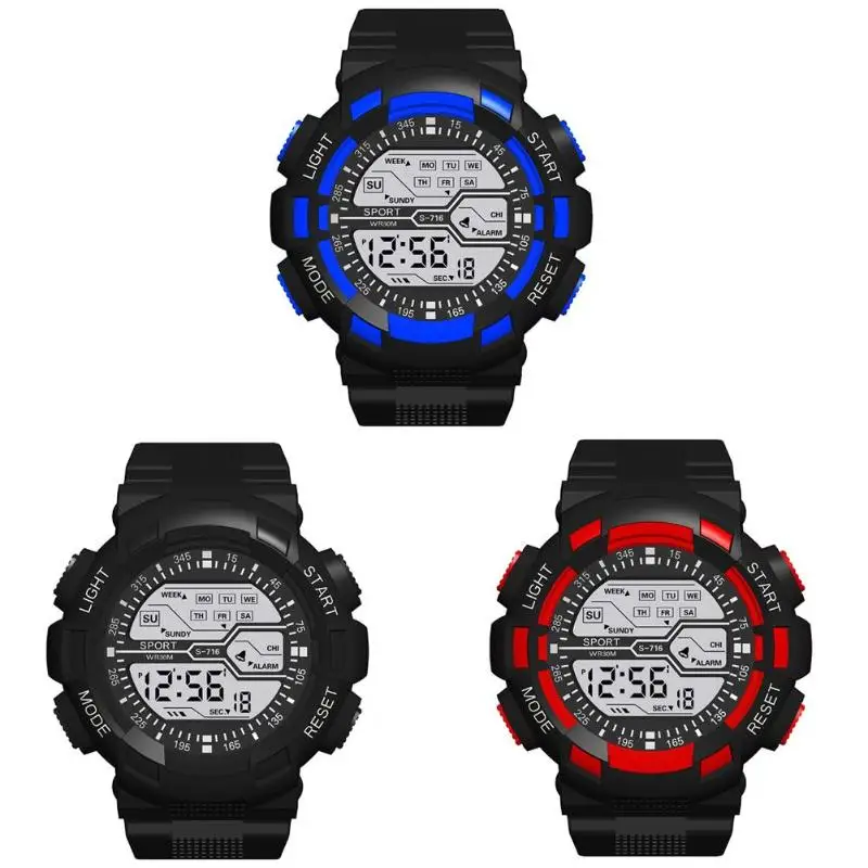Водонепроницаемые Детские часы для мальчиков и девочек светодиодный цифровой