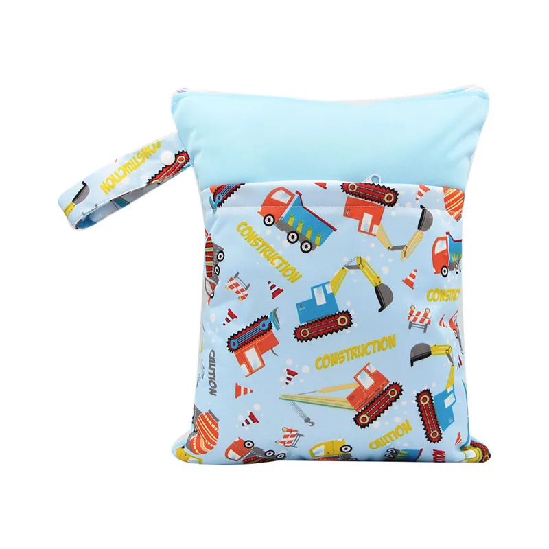 

1Pcs Multifunctional Wet Dry Nappy Handbag with Zipper for Travel Waterproof Cartoon Print Diaper Bags Stroller Carry Bag