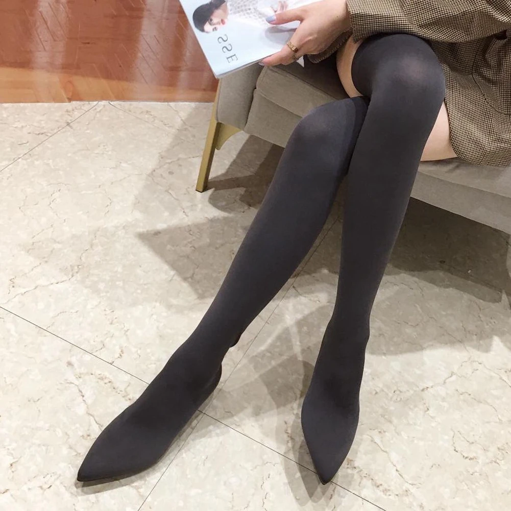 

SARAIRIS New Fashion Ladies Stretch Slim Autumn Boots Thigh High Boots Women Pointed Toe Round Heels Over The Knee Shoes Woman