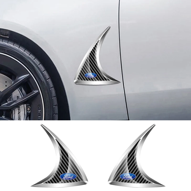 

2PCS Carbon Fiber Car Side Fender Emblem Sticker for Ford Focus Mondeo Kuga Fiesta Escort Edge F150 Explorer Galaxy Accessories
