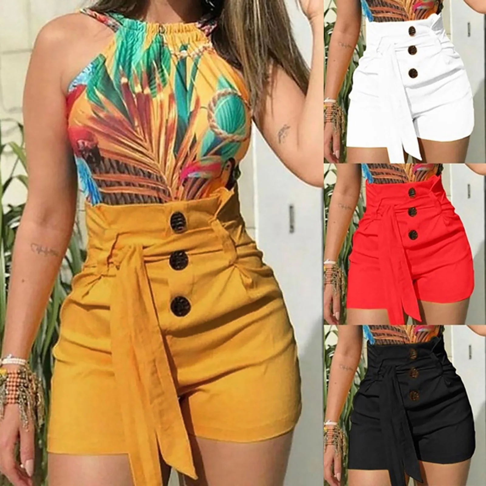 

2021 Shorts Woman Summer Sexy High Quality Rope Tie Shorts Sport Summer Short Pants Feminino Casual Solid Color Loose Shorts