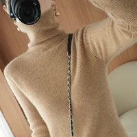knitted sweater women clothes 2022 autumn winter korean turtleneck long sleeve pullover female jumper black white knitwear y947