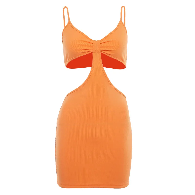 

Women's Summer 2021 New Backless Sexy Style Solid Color Sling Wrapped Chest Fashionable Hollow One-piece Skirt