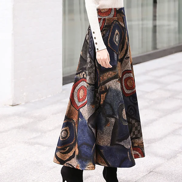 Уличная одежда граффити хиппи панк юбка теплые шерстяные зимние юбки для женщин
