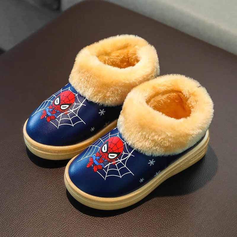 Водонепроницаемая плюшевая обувь теплые хлопковые домашние шлепанцы с рисунком
