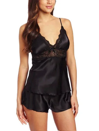 

Fashion Women's New Lace Pattern Imitation Ice Silk Suspender Skirt Shorts Sexy Suit Factory Direct Sales In Europe And America