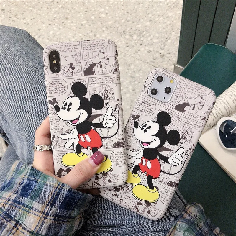Мультяшный чехол для телефона с Микки Маусом, чехол для iphone 6, 6s, 7, 8 Plus, X, XS, MAX, XR, 11 Pro, MAX, ультратонкий смешной комикс, Жесткий Чехол из поликарбоната