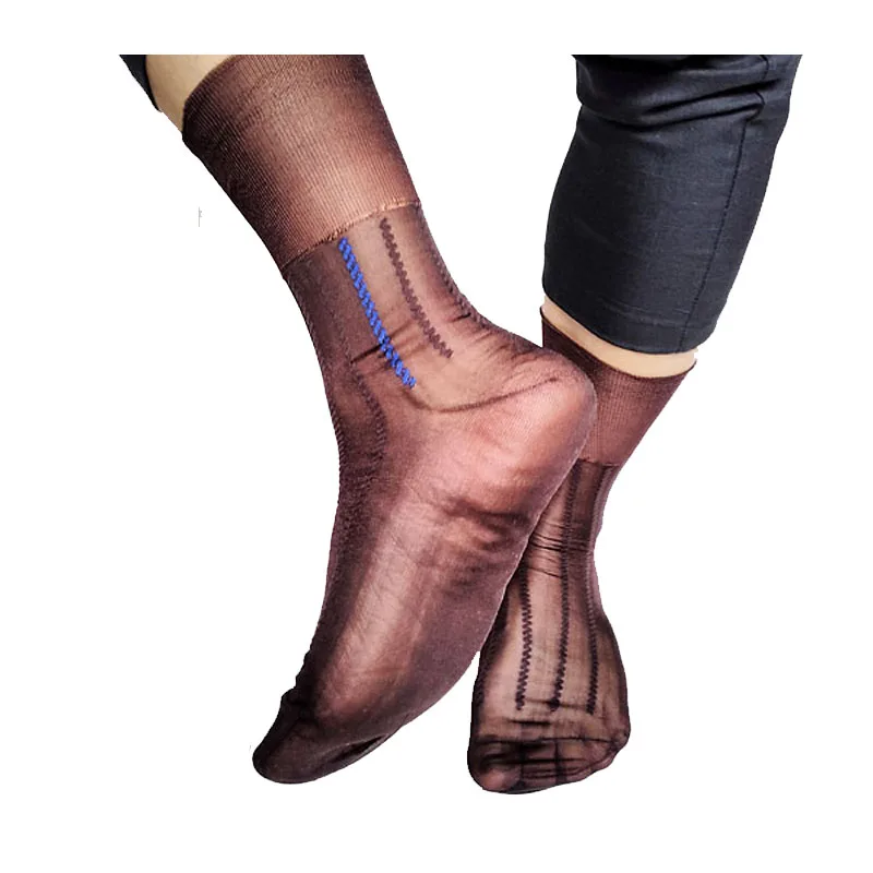 PEAJOA Brand Mens Socks With Striped Jacquard Line Nylon silk Sexy Gay Male Transparent Socks High quality Softy Sheer Socks peajoa brand striped thin socks for gentlemen nylon silk socks mens sexy soft gay sexy socks fetish collection male sheer socks