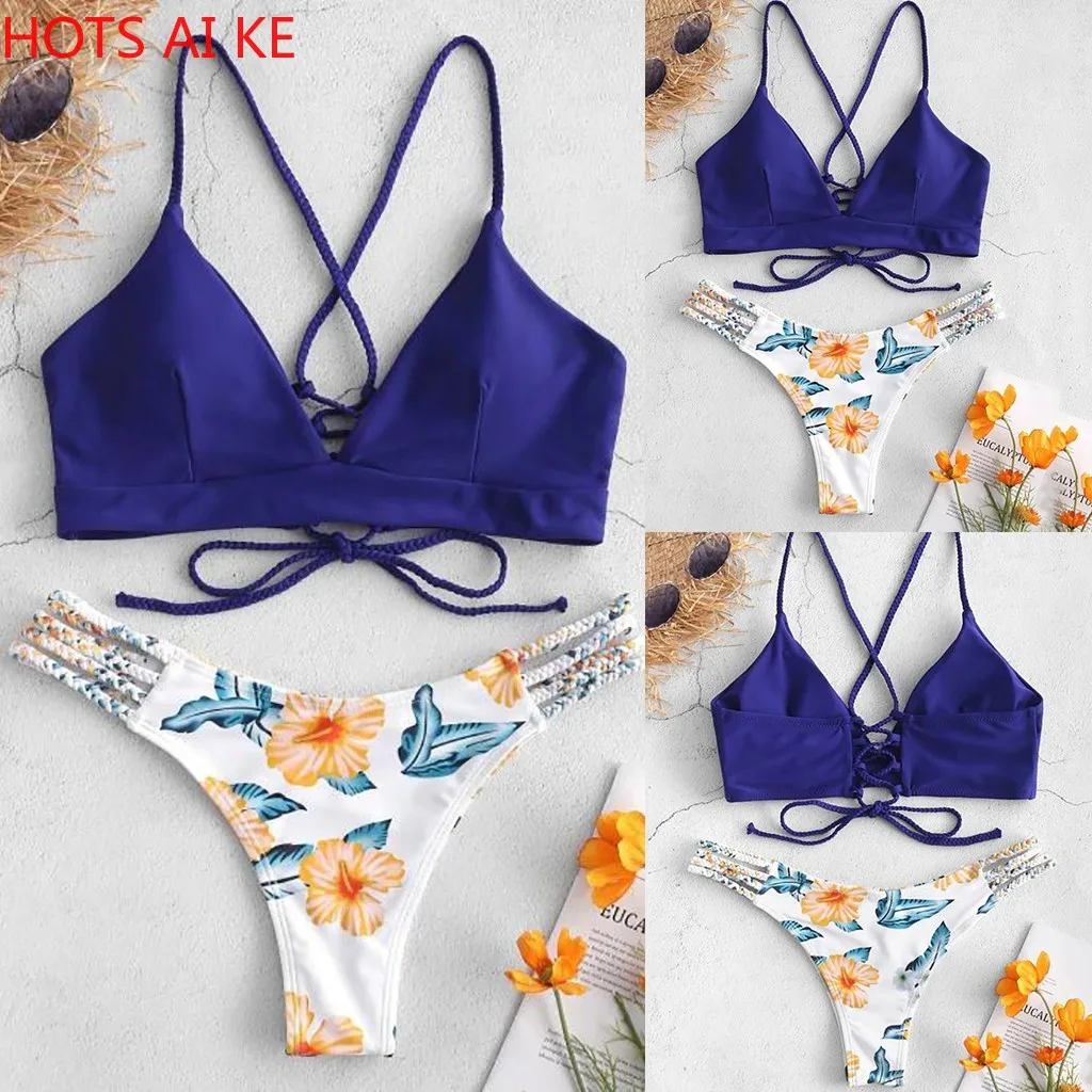 

2021 New hot-selling stylish sexy summer ladies fresh sweet cut flower bikini beach split swimwear 2021