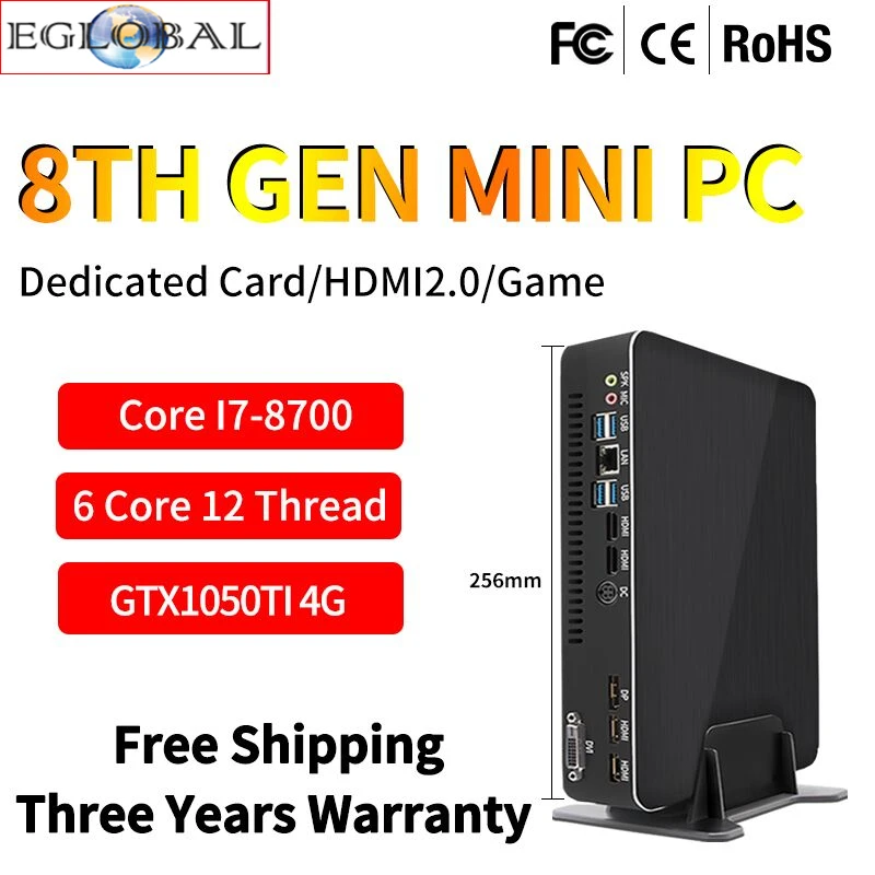 Игровой компьютер Intel i5-9400F 6 ядер 6 потоков i7 8700 i3 9100F Nvidia GTX 1050 4 Гб мини ПК 2* DDR4 2* HDMI 2,0 1* DP 1* DVI WiFi