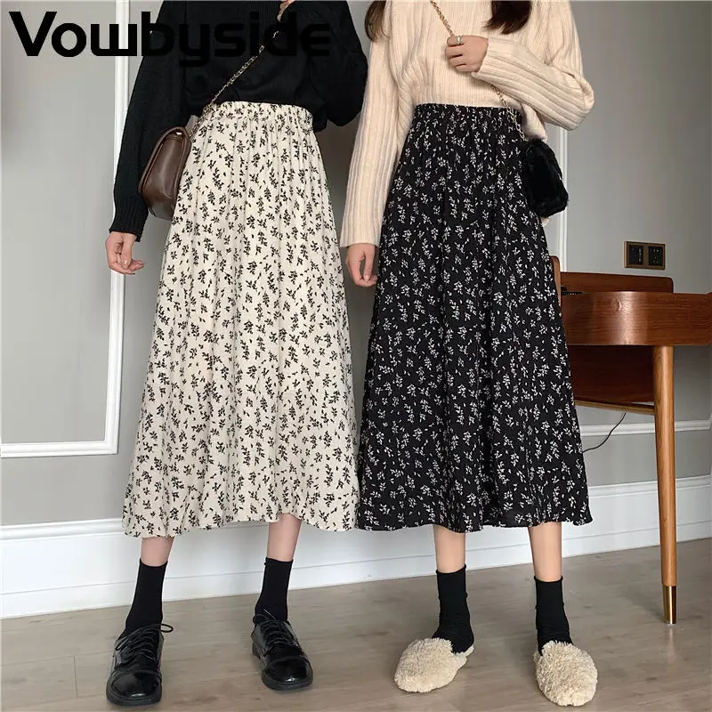 

Summer New Style Women's Korean Fashion Large Size Mid-length Skirt Slim Floral A-line Skirt Mid-calf Long Dress