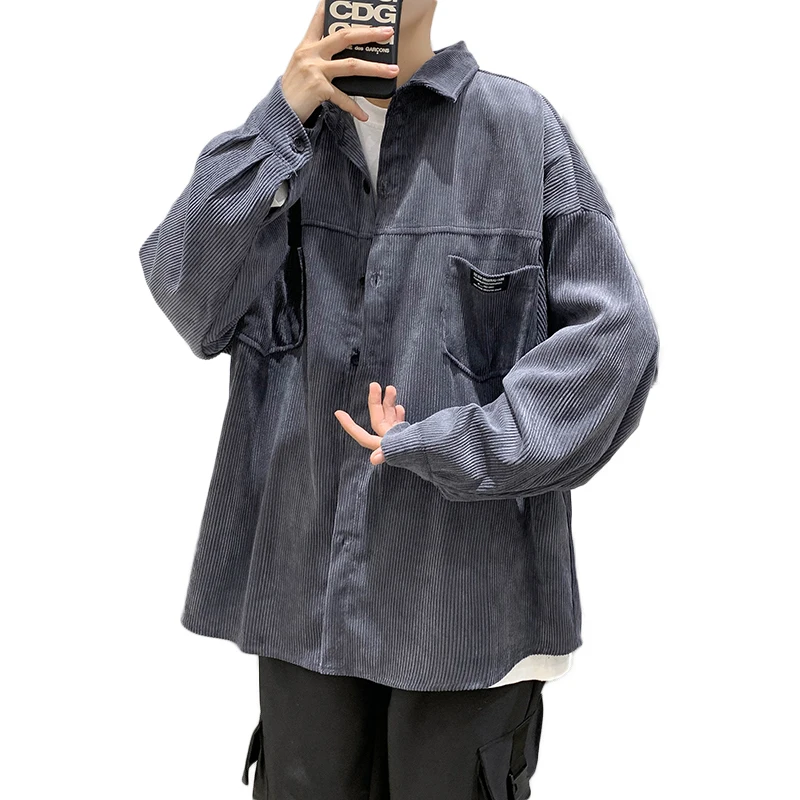 

Autumn And Winter Corduroy Shirt Men's Korean Fashion Loose Casual Shirt Men's Harajuku Streetwear Retro Long-sleeved Shirt Men