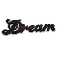 2021 new 3d black dream chenille embroidered patches sewing on letters embroidery applique handmade boy cloting diy