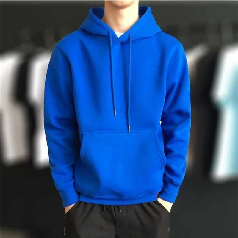

Men Pocket Hoodies Autumn Winter Solid Color Casual Hooded Sweatshirts Unisex Hip Hop Long Sleeve Street Sports Pullover Hoodies
