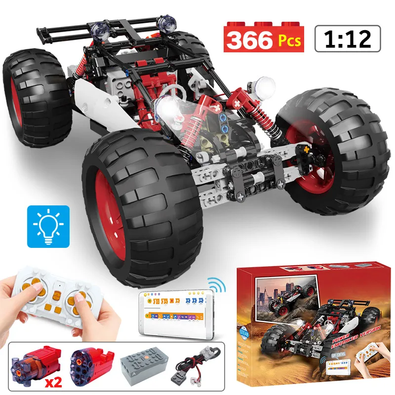 

Конструктор MOC technrc автомобиль со светодиодной подсветкой, город, дистанционное управление через приложение, программирование, внедорожник...