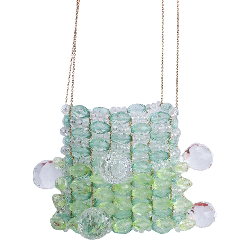 Брендовая Роскошная летняя маленькая плетеная Сумка со стразами отделанная