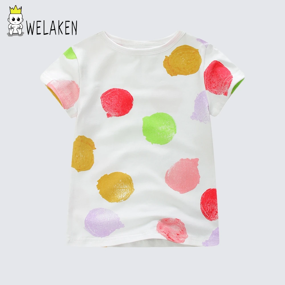WeLaken Детские футболки для девочек новые летние разноцветные хлопковые