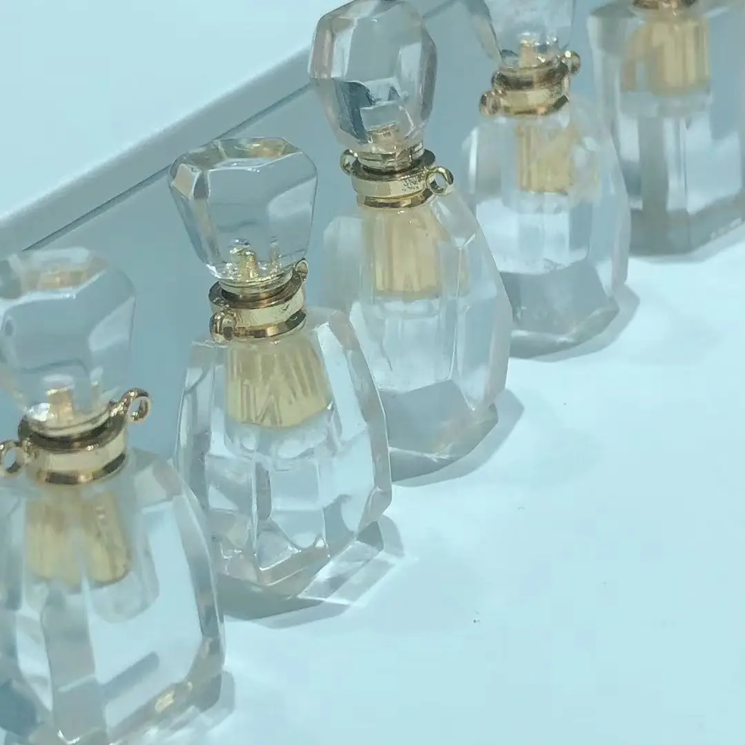 

3PC Natural Rainbow Fluorite Clear White Quartz Crystal Jewelry Creation Perfume Bottles Reiki Ornament Original Gifts For Women