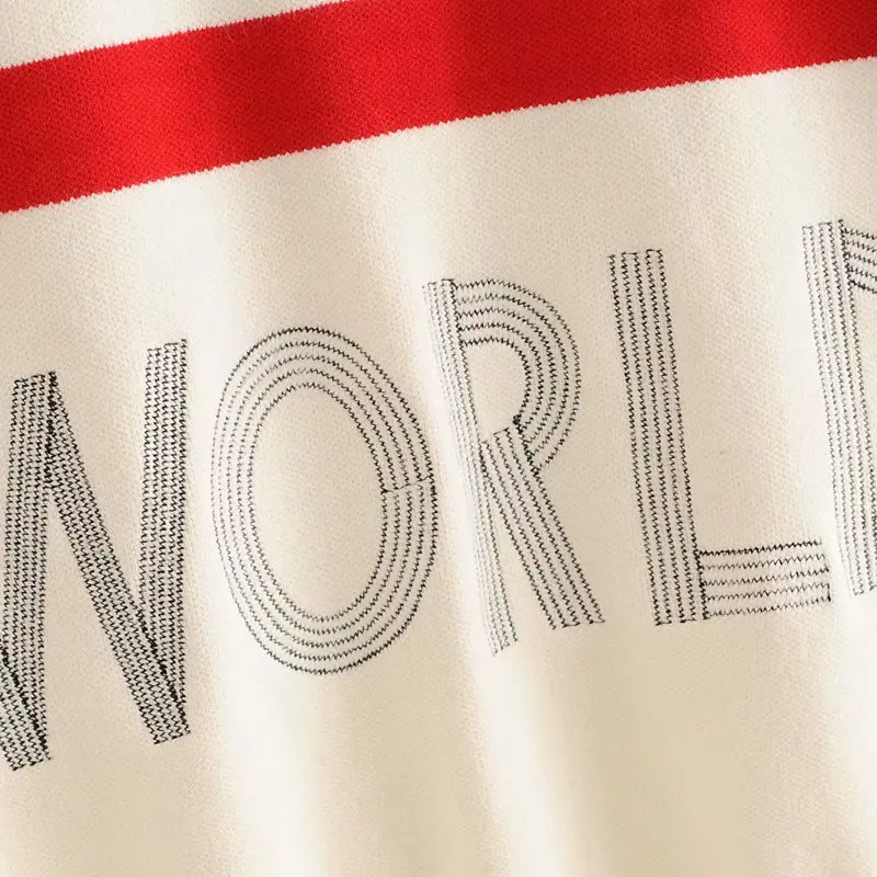 

Women Clothes 2019 Autumn and Winter Clothes Women Round Neck Shoulder Button Letter Striped Pullover Sweater Women