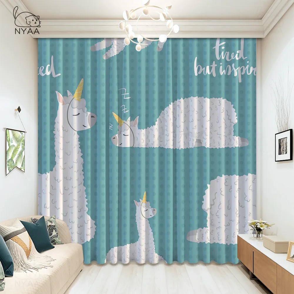 

Mexican Alpaca With Desert Cactuses Curtain Girls Curtains For Living Room Luxury Elegant Home Decor Kids Curtains Micro Shading