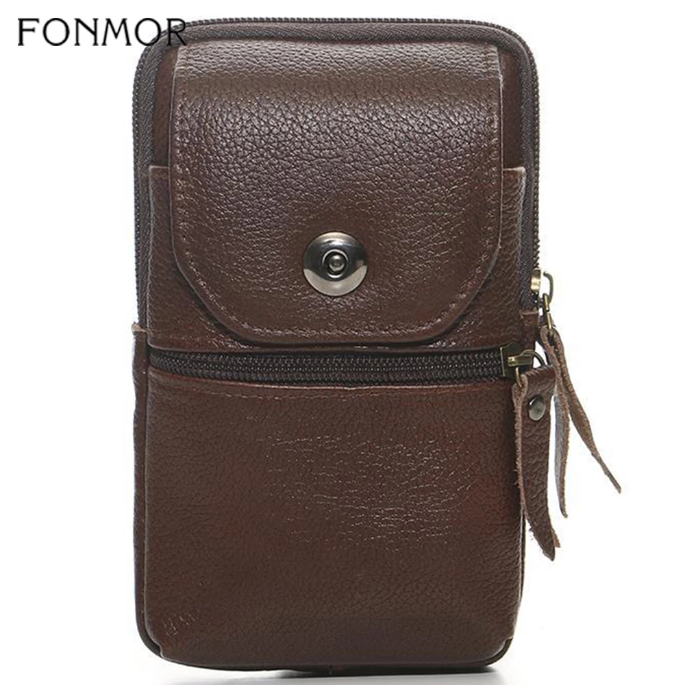 Мужская поясная сумка из натуральной кожи мини-чехол на сотовый/мобильный