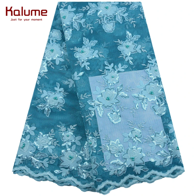 Kalume Latest African Sequins Lace Fabric Pure White French Mesh Fashion Nigerian Tulle For Wedding Dress F1903 | Дом и сад