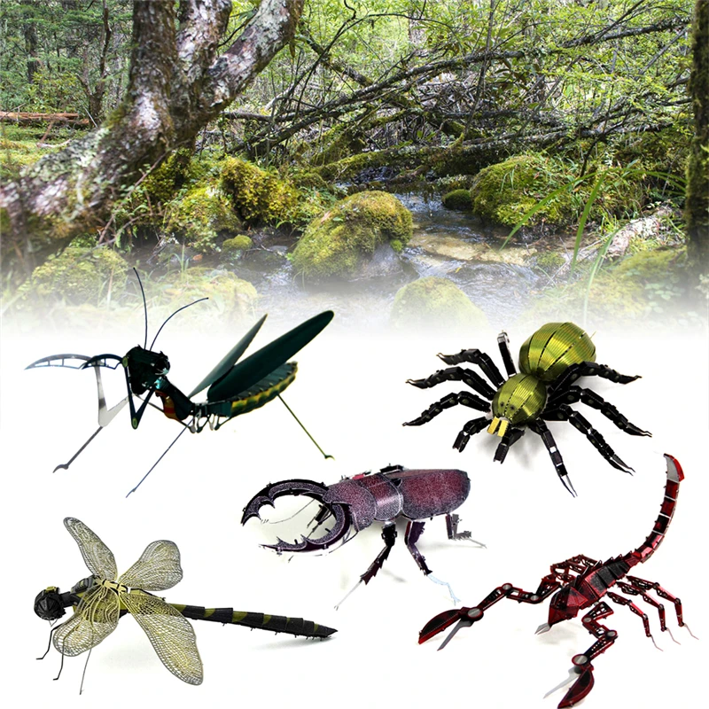 Красочные баги паук 3D Металлические Головоломки животные Стрекоза Скорпион