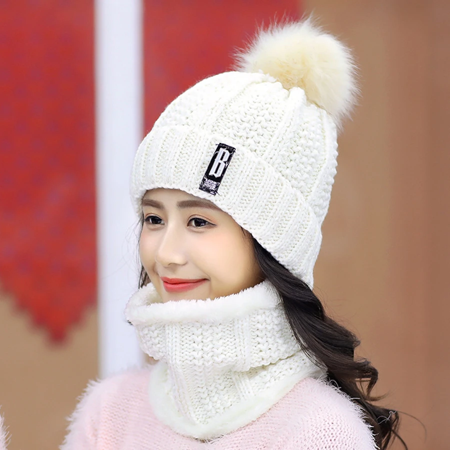 1pc Brand Winter knitted Beanies Hats Women Thick Warm Beanie Skullies Hat Female knit Letter Bonnet Caps Outdoor Riding - купить по