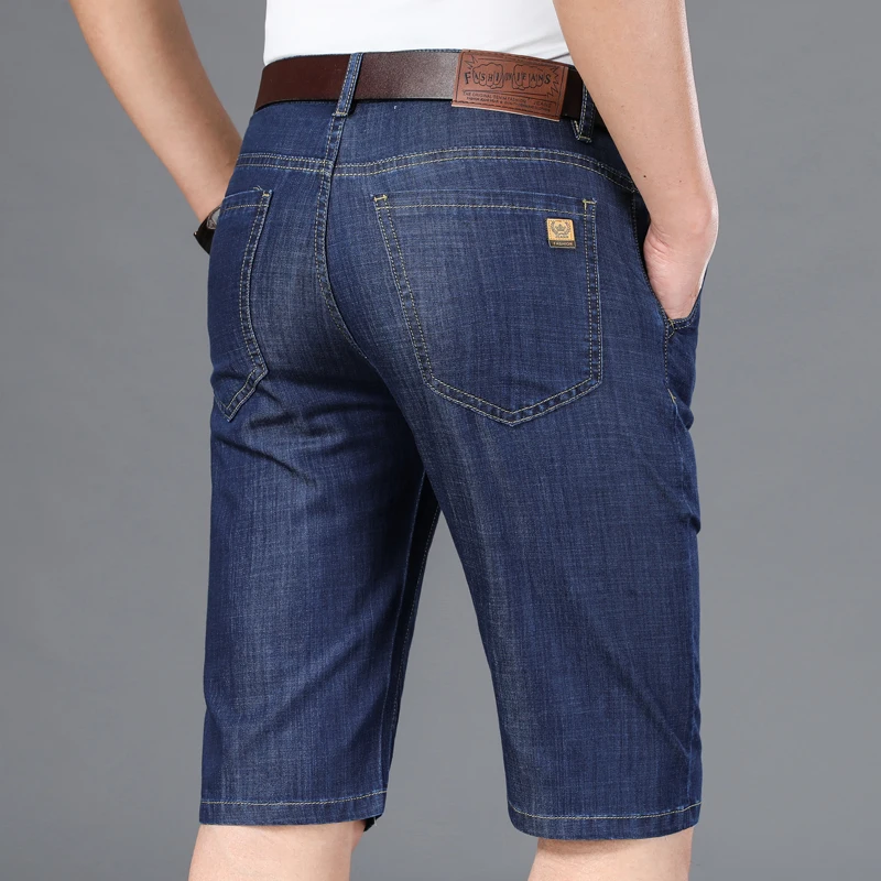 

2020 Summer new Men's fashion stretch straight denim shorts Business casual men's denim shorts Blue light blue dark blue 28-42