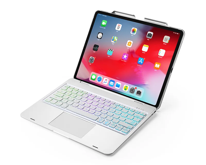 Witsp@ d мышь сенсорная bluetooth клавиатура для iPad 10,", Премиум Пластиковый Чехол, 7 цветов с подсветкой, интеллектуальное включение/выключение