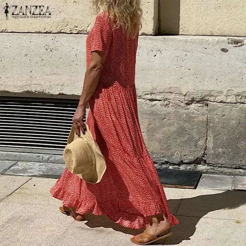 Платье ZANZEA женское с принтом в горошек модное повседневное вечерние нное