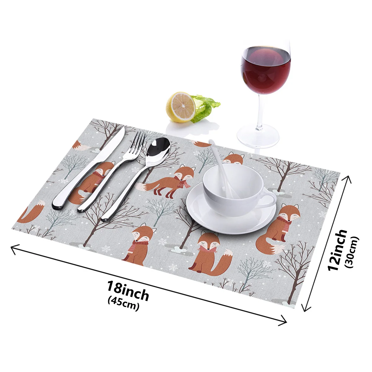 Коврик для обеденного стола с коричневыми лисьими веточками теплоизоляционный