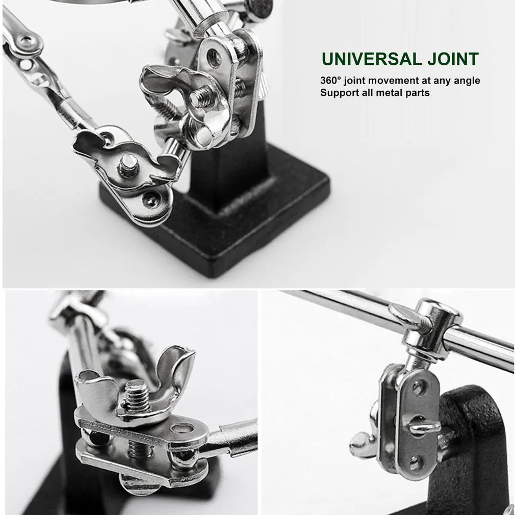 Подставка для паяльника с 5X увеличительным стеклом 2 зажима типа крокодил