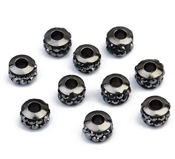 20 шт./лот белые черные большие отверстия Новые Микро Паве Диско Шар Кристалл Хрустальная бусина для ожерелья браслета df3a на.