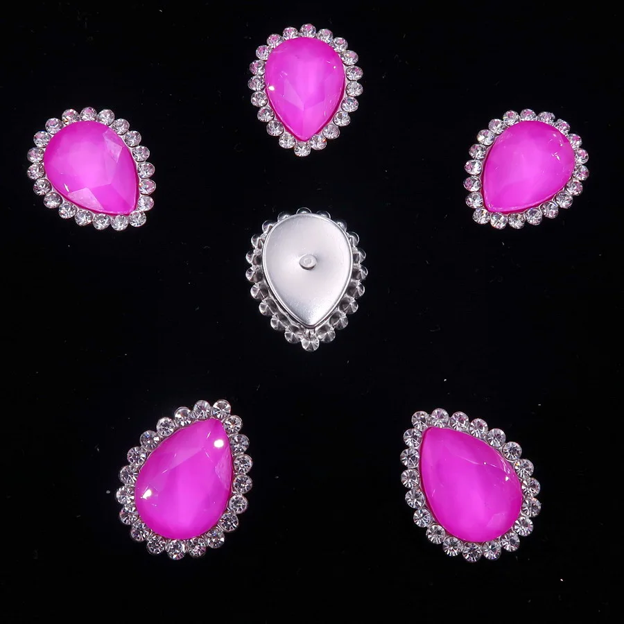A22 Fuchsia Желеобразных конфет стекло с украшением в виде кристаллов со стразами серебристого схватка 10x14 мм 13*18 мм бусины в форме капли воды шить на горный хрусталь аппликация «сделай сам» с отделкой - Цвет: A22 Fuchsia