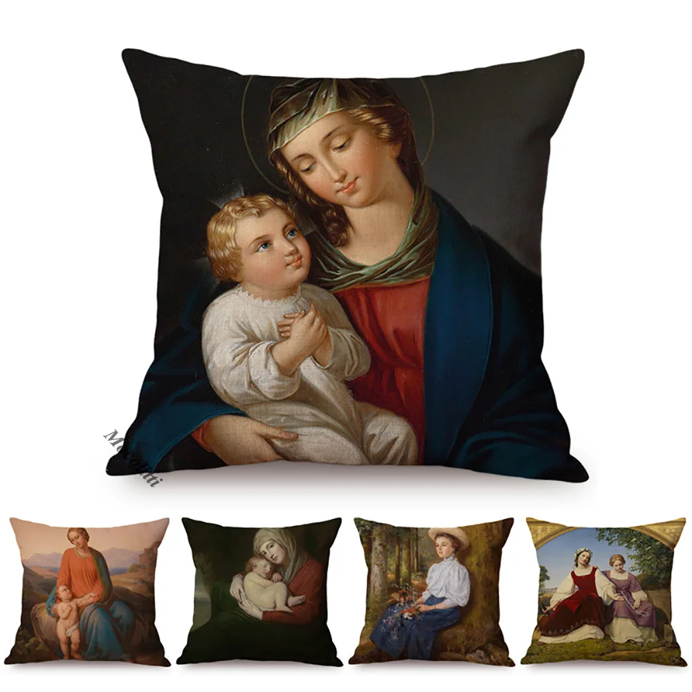 Renaissance Classic Oil Painting Art Home Decor Throw Pillow Cases Vintage Europe Elegant Lady Woman Portrait Sofa Cushion Cover