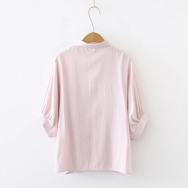 

Women's Blouse Summer Tops Fashion Top Polo Shirt Chiffon Blouses Casual Short Sleeve Stripe Printing Loose Blusas Houthion