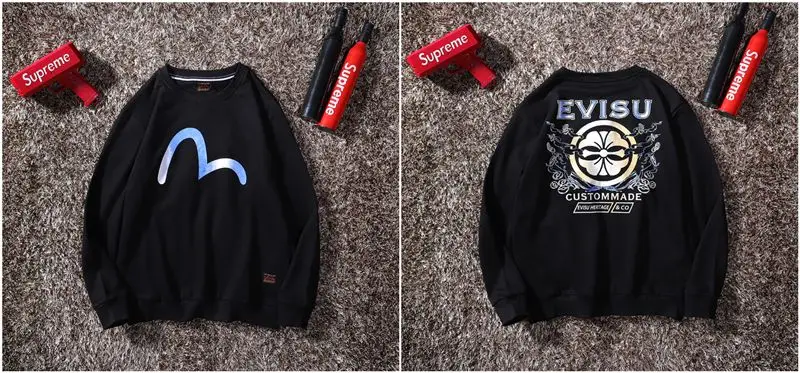 Evisu осенне-зимний мужской свитер с круглым вырезом, теплый дышащий Модный хлопковый свитер с принтом и длинными рукавами для мужчин и женщин, одежда для влюбленных