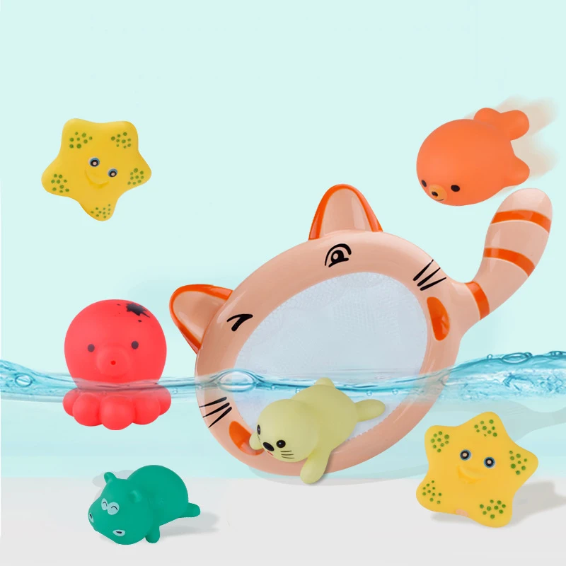 Детские Игрушки для ванны морские животные рыболовные сети игрушки воды игровой