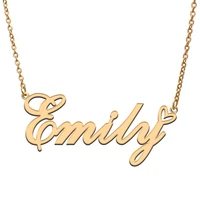 love heart emily name necklace for women stainless steel gold silver nameplate pendant femme mother child girls gift