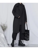 mens new windbreaker mens fashion coat dark niche design style unbuttoned loose large size long windbreaker