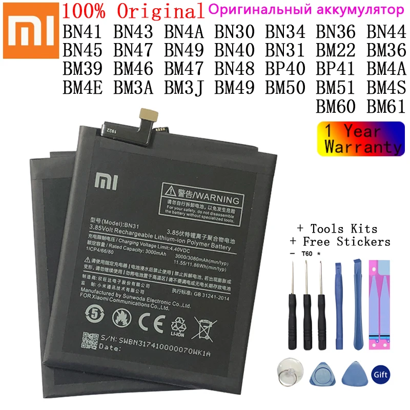 

Original XiaoMi Replacement Battery For Xiaomi Redmi Note 2 3 3S 3X 4 4X 4A 5 5A 6 6A 7 Pro Plus Mi6 Mi4c Mi5 Mi 5X 5S Batteries