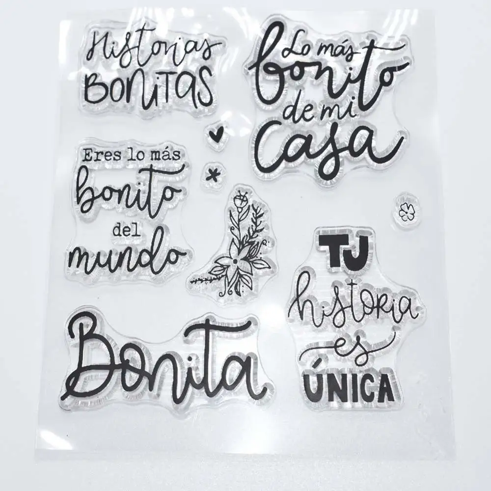 Новое поступление прозрачный штамп с испанскими словами для самостоятельного