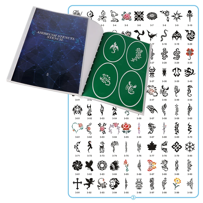 3 100 шт. трафареты для татуировок с рисунком|Трафареты татуировок| |