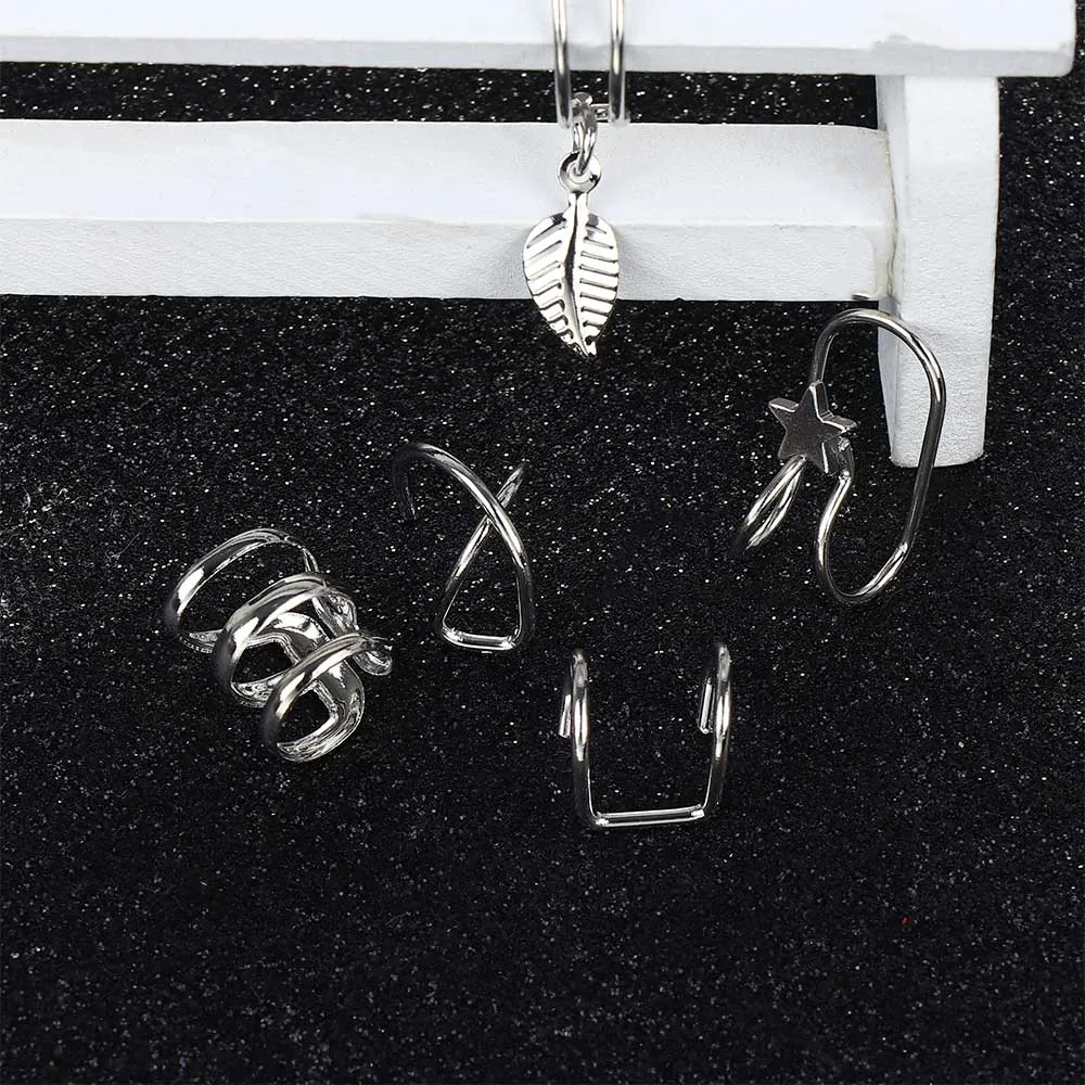 5 шт./компл. креативные винтажные Клипсы манжеты для ушей в виде листьев женские