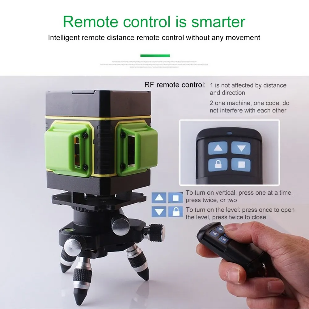 Зеленый лазерный уровень 12 линий 3D 360 вертикальный и горизонтальный настенный